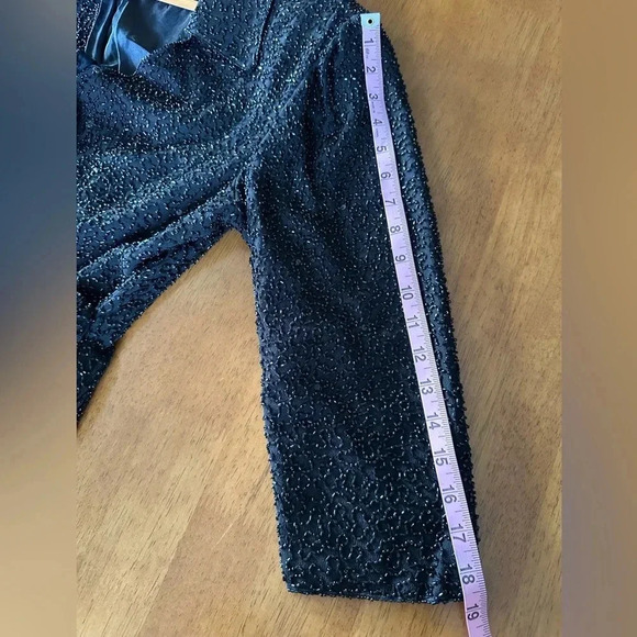 Vintage Evening Cocktail Hand Beaded Black Womens Wrap Blouse Top. Size Medium. - Picture 9 of 12